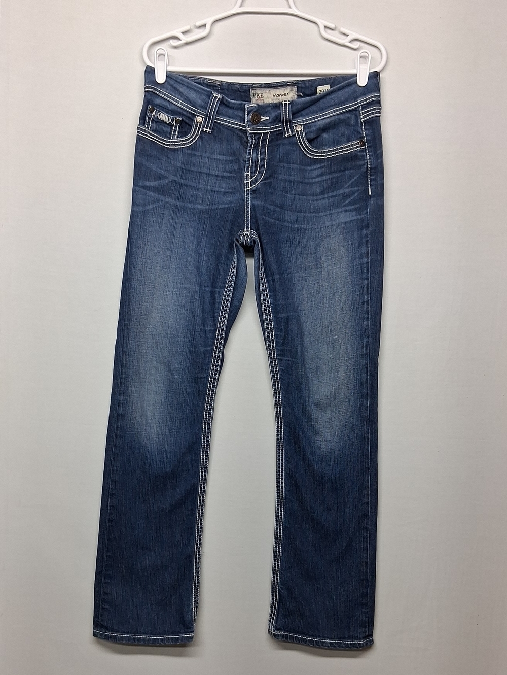 BKE Harper Jeans in Medium Blue with White Stitching